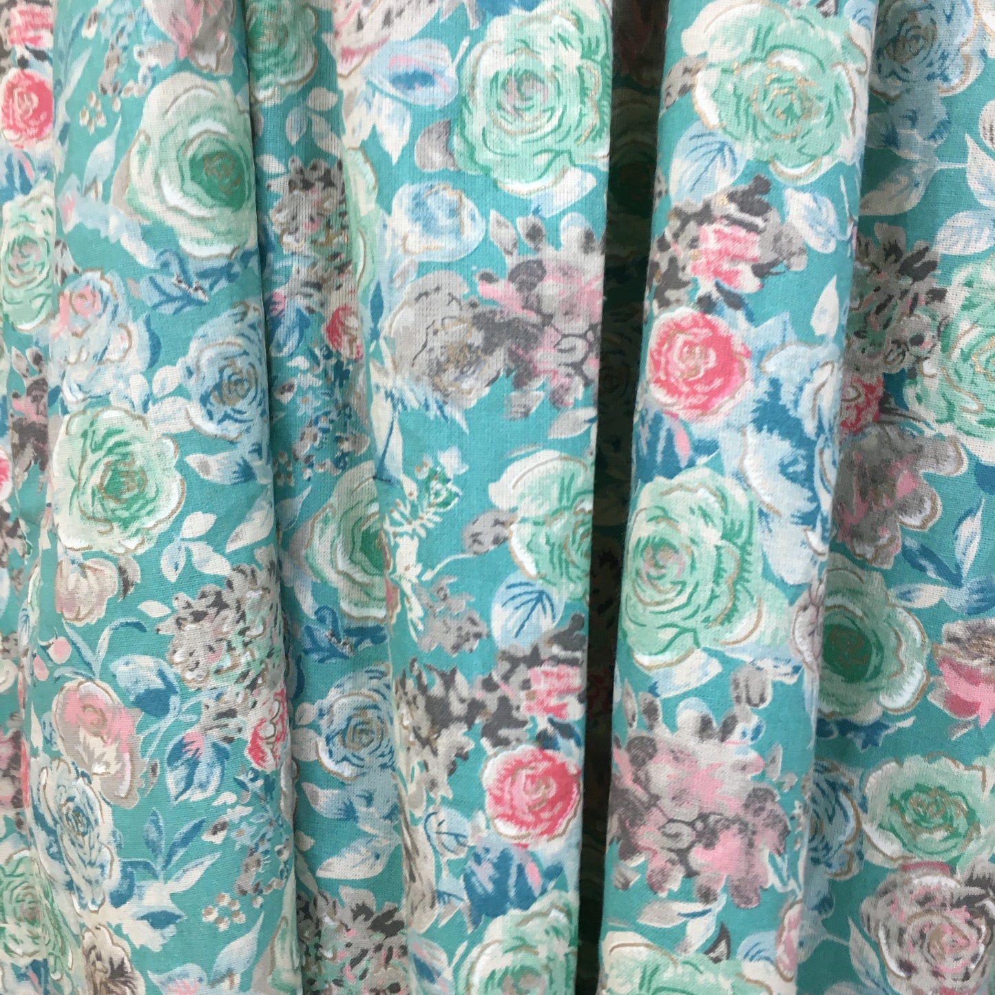 Flared Dress - Sea Green Rose - Cotton Flex - Thicker Fabric