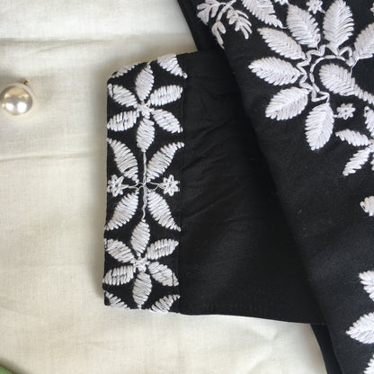 Black -  Sunflower Design - Embroidery Kurti - Soft Rayon