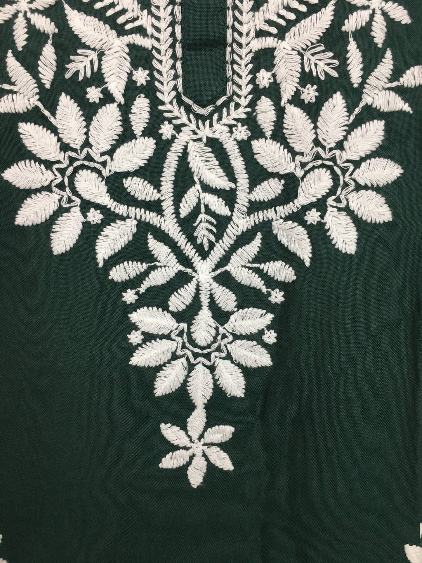 Dark Green -  Sunflower Design - Embroidery Kurti - Soft Rayon