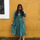 New York Style Midi - Flared - Western Dress - Kalamkari Ajrakh - Firozi