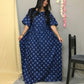 Blue Square Bandhani - Maternity Kaftan - Free Size - Pure Cotton
