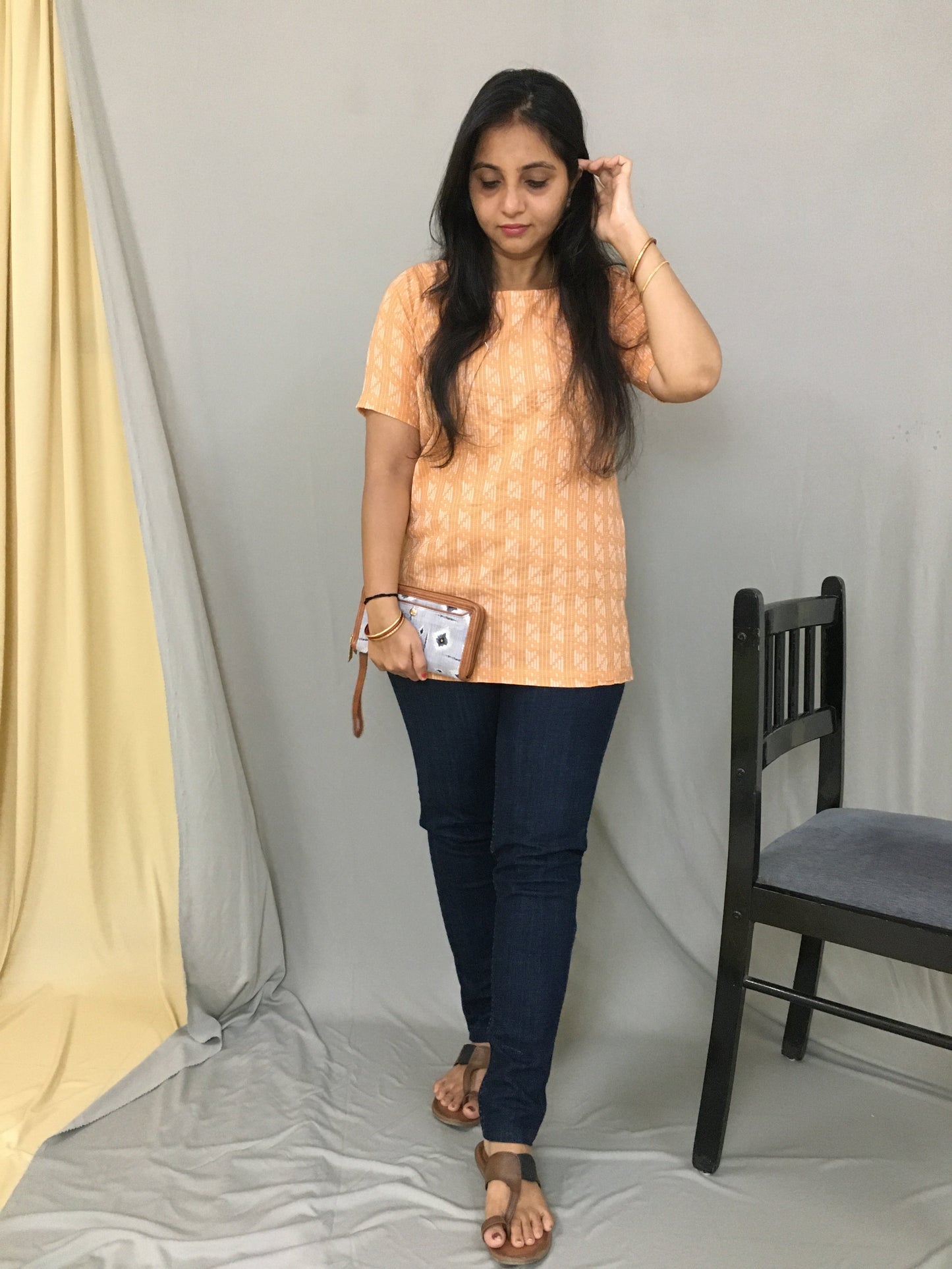 Trendy Tops - Katha Peachy Pink - Pure Cotton