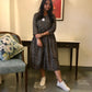 New York Style Midi - Flared - Western Dress - Kalamkari Ajrakh - Black